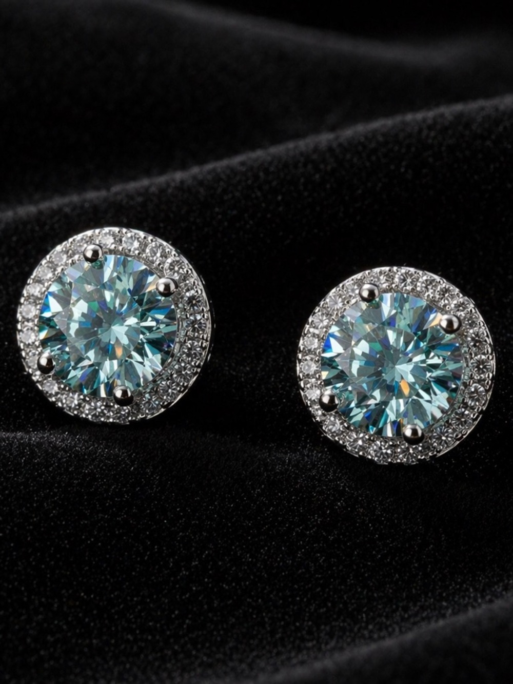 Moissanite Halo Stud Earrings 2.0 CTW Round Brilliant D Color GRA Certified